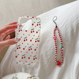 INS Korea Cherry Fruit Phone Case For Iphone 15ProMax 16Pro 13 14 15 16 Pro Max Pendant Bracelet Fundas Cover