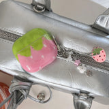 Cute lovely strawberry gloss wireless bluetooth earphone cover case for apple airpods 1 2 3 4 pro pro 2 protector with keychain