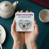 Nurse's Pockets Hug Resin Heart Decor Medical Themed Nurse Gift Desktop Office Appreciation Ornament with Inspirational Quote