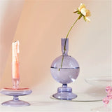 Lilac Candle Holders Glass Candlestick holder for Wedding Table Centerpieces Nordic Vase Home Decoration Gift