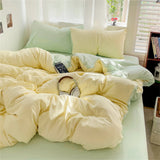 Solid Color Bedding Set Kids Twin Full Queen Size Washed Cotton Single Couple Duvet Cover Set Quilt Cover Pillowcases Bed Linen