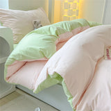 Japan Style Bedding Set Plaid Duvet Cover Set With Sheet Bedroom Decor Skin Friendly King Single Double Bedding Set Home Textile