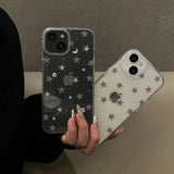 Luxury Bling Glitter Star Clear Case For iPhone 15 14 Pro Max 13 12 14 15 16 Pro Shockproof Transparent Soft Cover