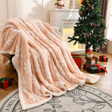 New Christmas Snowflake Fleece Blanket Double Layer Thick Warm Throws Blankets for Sofa Bed SpringAutumn Faux Wool Blanket