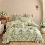 Winter Warm Thicken Velvet Bedding Sets Luxury 3D Lace Flowers Princess Duvet Cover Set Bed Sheet Pillowcases Home Textile