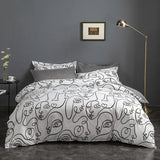 Leopard Black White Print Duvet Cove Set with Pillow Case for Twin Full Queen and King Size Home Living Bedding Sets No Sheet