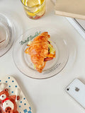 Transparent Glass Plate Simple Letter Dessert Plates Fashion Household Fruit Bread Glass Dish Nordic Kitchen Circular Flat Plate