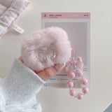 cute pink bow soft plush fluffy bluetooth headphone protector case for airpods 1 2 3 4 pro 2 protective cover luxury bracelet