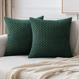 Dark Green Throw Pillow Covers 16x16 Inch Decorative Couch Cushion Cover Soft Corduroy Boho Home Decor for Bed Sofa Living Room