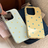 Korean Retro Full Screen Polka Dots Soft Phone Case for iPhone 17 16 15 14 13 12 Pro Max Candy Color Shockproof Protective Cover