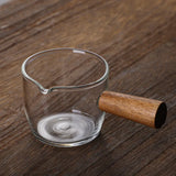 5-10PCS Wooden Handle With Scale Glass Coffee Measuring Cup espresso Milk Latte Transparent Kitchen Coffee Accessories