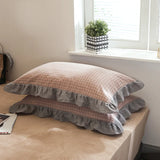 100% Cotton Lace Pillowcase 48x74cm Yarn-dyed Washed Cotton Stripe Pillow Cover Bedding Decorative Pillow Sham With Zipper