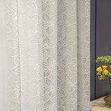 Elegant Beige Flower Jacquard Gauze Curtains Transparent Curtains Suitable for Bedrooms and Living Rooms