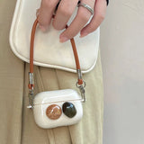 Luxury Gemstone Stone Winter Case For AirPods Pro 2nd Soft Silicone Leather Portable Rope Beige Cover For AirPod 3 Earphone Box