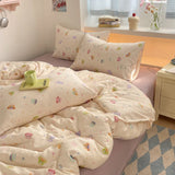 100% Cotton Bedding Set Cartoon Cute Animals Duvet Cover Set Bed Linen Flat Sheets Set 2 Pillowcases Single Double Queen Size