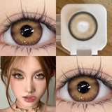 Small Pupil Brown Grey Colored Contact Lenses 1Pair Beauty Cosmetic Yearly Use Color Contacts Eyes Fashion Makeup Lens