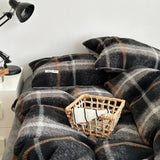 Comfortable Woolen Milk Velvet Thiened Autumn Winter Four-Piece Bedding Set Plaid Blogging Sle Skin-Friendly Universal Use