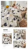 Bedding Set Double Layered Yarn INS Girls Mushroom Soft Washed Cotton Bed Sheet Queen King Size Duvet Set Pillowcase Bed Sheet