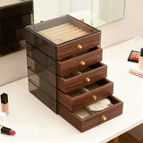 Luxury Jewelry Box Exquisite Necklaces Earrings Walnut Storage Box Multi-Layer Storage Box Desktop Organizer Home Decoration