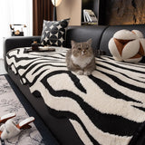 Leopard Pattern Thick Plush Sofa Cover, Irregular Couch Cover, Velvet Furniture Protector, Non-slip Seat Cover, 3 Seater