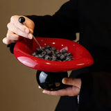 Modern Wave Irregular Ceramic Draining Tray Kitchen Fruits Snack Decorative Tray Tableware Living Room High-footed Tray