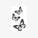 Realistic Butterfly Tattoo Sticker, Black Grey Gradient Monarch Design Temporary Tattoo for Women, Waterproof Body Art for Party