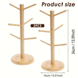 2/4pcs Wooden Pretzel Holders Like Trees for Cups Hair Additions Bracelets with 6 Hanger Mug Rack Table Display Stand Decorative