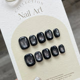 10pcs Handmade black purple Galaxy y2k  acrylic press on nails Removable false nails with moon diamond designs fake nails tips