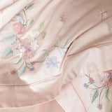 Premium 1000TC Egyptian Cotton Flowers Embroidery Pink Luxury Bedding Set Duvet Cover Flat/Fitted Bed Sheet Pillowcases 4Pcs