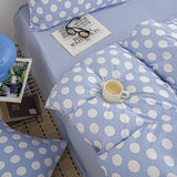 Polka Dot Bedding Set With Pillowcases For Korean Blue Duvet Cover Bed Sheet Set Teen Girls Women Cozy Bedroom Decor Queen Size
