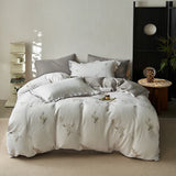 Vintage French Pastoral Flower Print Bedding Set 100% Cotton Double Yarn Soft Duvet Cover Flat/Fitted Bed Sheet Pillowcases 4Pcs