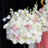 80/70/60/50cm Artificial Flower White Large Ball Wedding Table Centerpiece Road Lead Floral Arrangement Event Party Decor