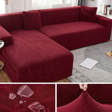 Water-resistant Thicken Sofa Cover 1/2/3/4 Seaters Leaf Jacquard Solid L Shaped Slipcover Elastic Full Wrap Corner Couch Cover