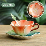 Family Afternoon Tea Ceramic Coffee Cup Set, High-quality Teapot , Creative Enamel Colored Handcrafted Rose Tea Set, Friend Gift