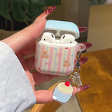 New Cartoon Cute Bear Bowknot Silicone Shockproof Protection Case for AirPods Pro 2 for AirPods 4 3 2 1 Soft Cover Cake Pendant