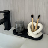 Nordic Style Ceramic Toothbrush Holder Bathroom Desktop Organizer Dried Flower Makeup Brush Organizer