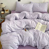 Korean Bedding Full Sets Blue New Soft Striped Queen Bed Sheets Duvet Cover With Pillowcase No Filling Bedroom Decor