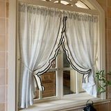 French Retro Style Gauze Curtains Soft Touch Semi Opaque No Drilling Required Screen Light Luxury Double Black Lace Curtains