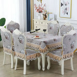 Dining Table Chair Cover Set European Jacquard Cushion Chair Rectangle Round Coffee Tablecloth Table Cloth Home Decor Dustproof