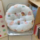 Ikeehome  winter new round milk fleece cartoon seat cushion cute office chair cushion balcony futon bay window cushion