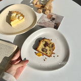 Ins Style Triangular Plates High-end Ceramic Cake Dessert Tray Exquisite Household Breakfast Plate Simple Splashed Ink Tableware