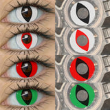 2pcs Cosplay Colored Contact Lenses Anime Cateye White Eye Lenses Halloween Red Makeup Lens Green Color Eyes Contact