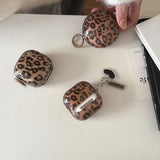Brown Leopard Print Earphone Case For Samsung Galaxy Buds 2 Live Cases Keyring for Buds 3 Pro FE Core Buds3 Soft Headphone Cover