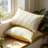 Boho Woven Throw Pillow Cover with Pompom Edge Living Room Sofa Bedroom Home Decor Zipper Soft Cushion Case Fashion Funda CoJin