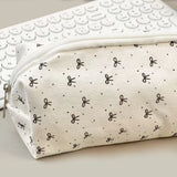 1 Beautiful Canvas Pencil Pouch, Creative Bow Pattern Zipper Pencil Pouch and Desk Organizer, Essential School Supplies