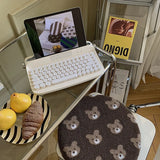 Autumn and winter warm Korean version of jacquard lamb wool seat cushion large lamb wool particles cutebear striped seat cushion