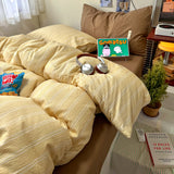Ins Coastal Bedding Set Simple Style Striped Duvet Cover Set Soft Flat Sheet Single Twin Size Double Bed Sheet Set For Bedroom