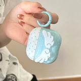Blue Polka Dot Angel Wings DIY Earphone Case Cover For Apple AirPods 1 or 2 3 4 Pro Pro 2 Bluetooth Charging Box Protection Case