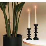 Black Geometric Solid Wood Candle Holder Tabletop Irregular Beech Decorative Ornaments Container