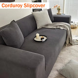 Stretch Sofa Cover Anti-Dust Armchair Protector Full-wrap Solid Corduroy Slipcover L Shape Corner Couch Cover ( 1/2/3/4 Seater )